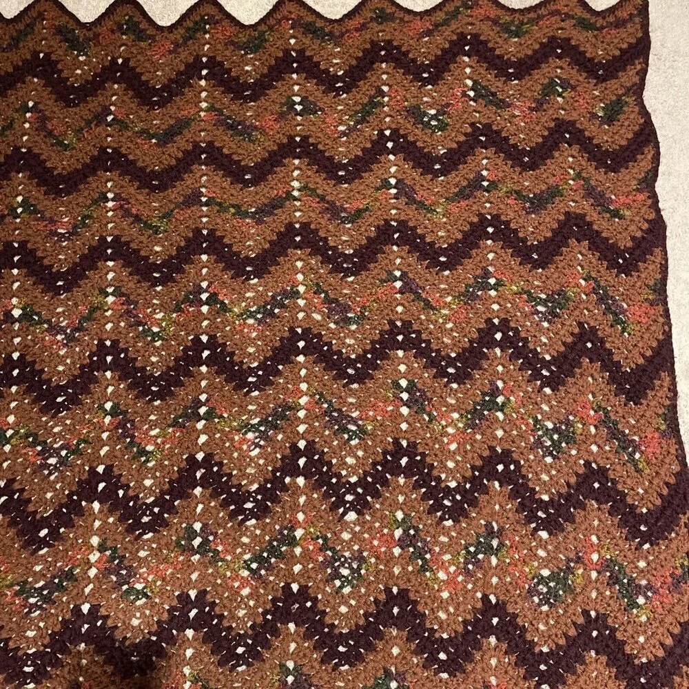 Vintage Handmade Crochet Afghan Throw 51x48